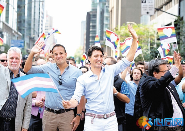 加拿大爱尔兰两国总理一同参与同性恋游行